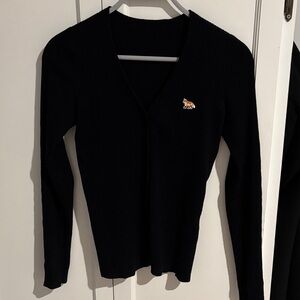 MAISON KITSUNE Black V-Neck Sweater